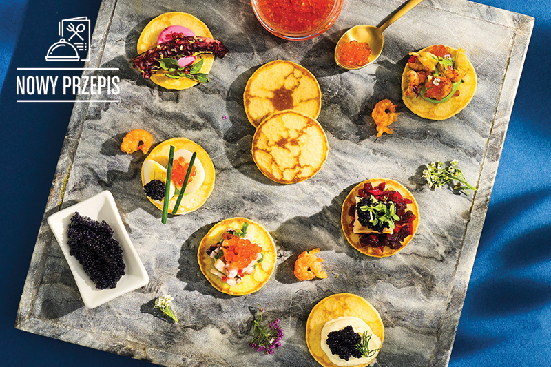 BLINY Z RAKIEM, OŚMIORNICĄ I KAWIOREM