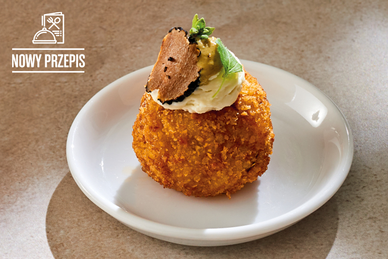BOROWIKOWE ARANCINI Z PIANĄ Z GORGONZOLI I ŚWIEŻĄ TRUFLĄ