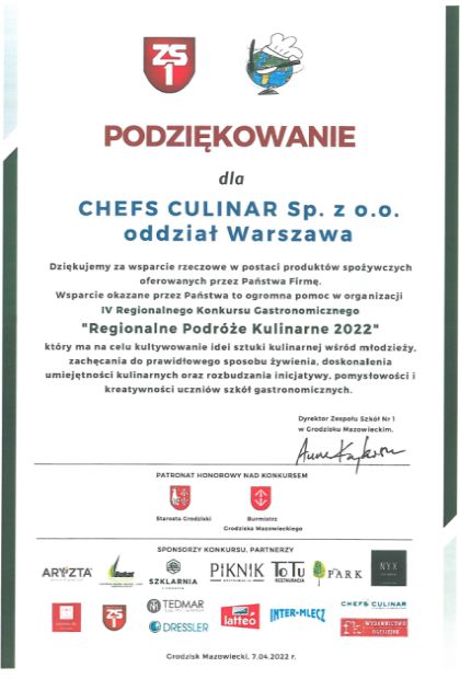 konkurs gastronomiczny podziekowania