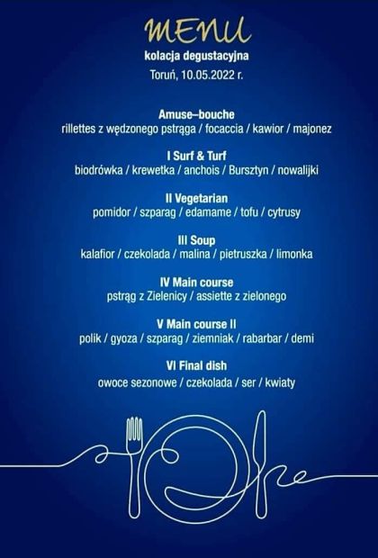 Menu kolacja degustacyjna
